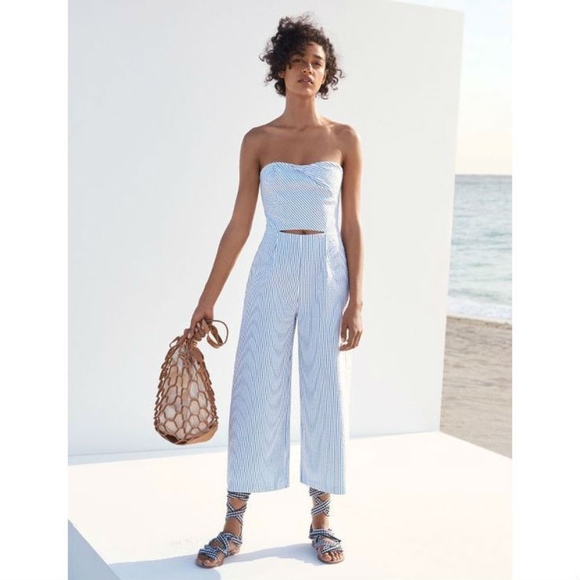zara striped jumpsuit